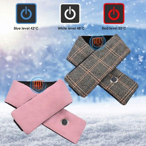 Bufanda de invierno con calefacción USB para mujer y hombre, ajuste de temperatura