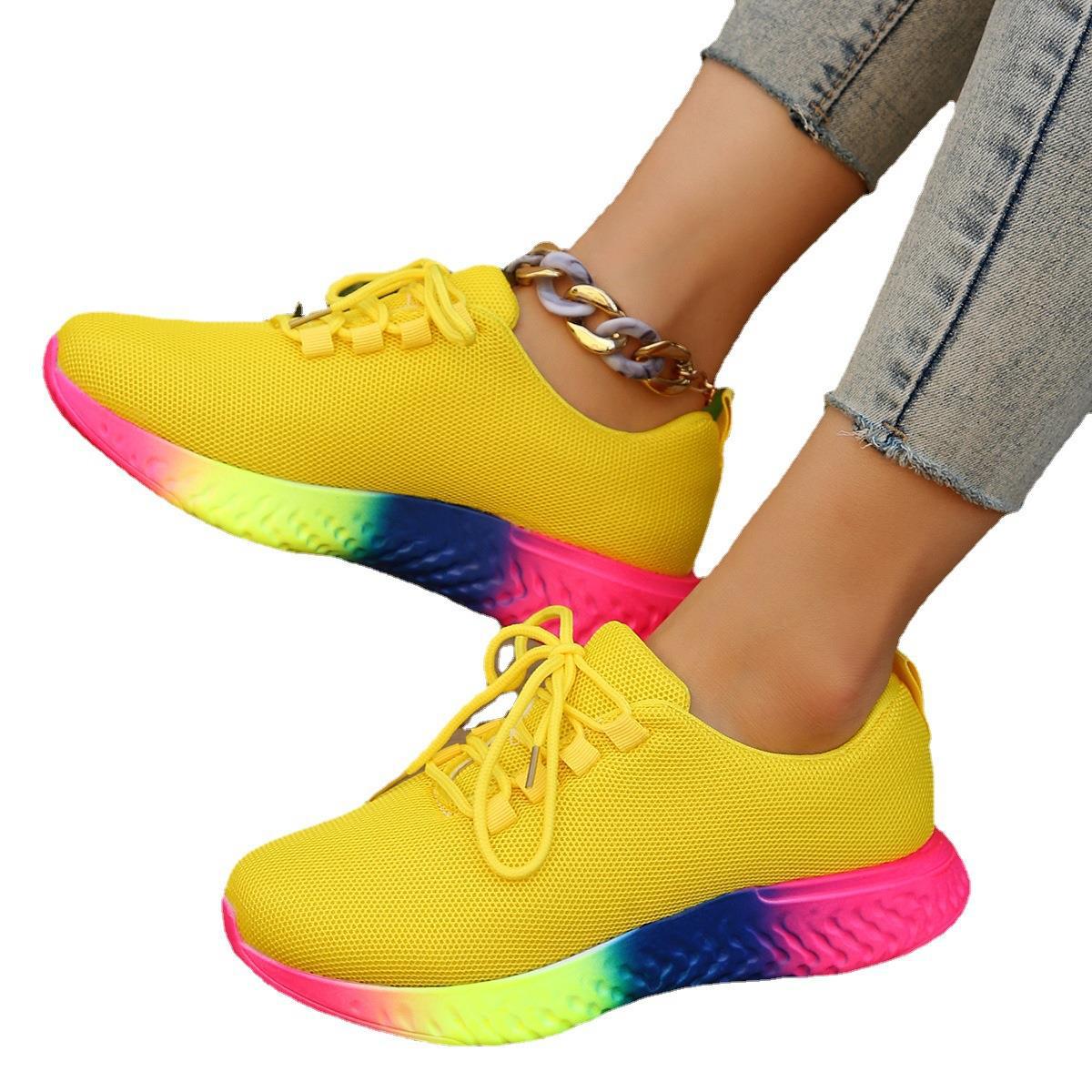 Zapatos de tacón de estiramiento bajo Rainbow de talla grande para mujer