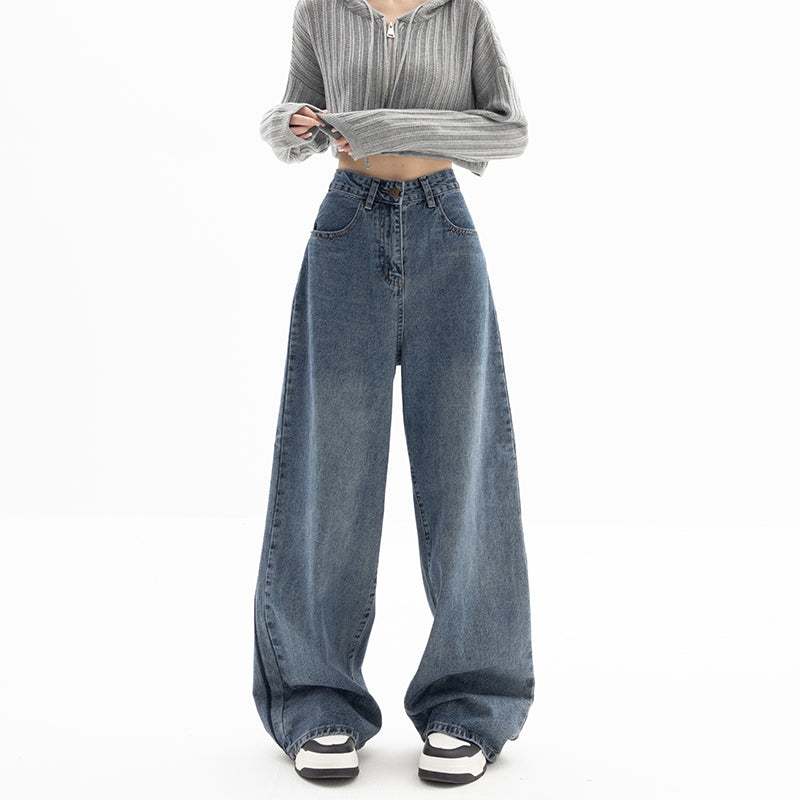 Straight Tube Loose Wide Leg Pants Blue Jeans Woman