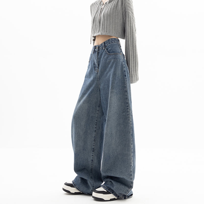 Straight Tube Loose Wide Leg Pants Blue Jeans Woman