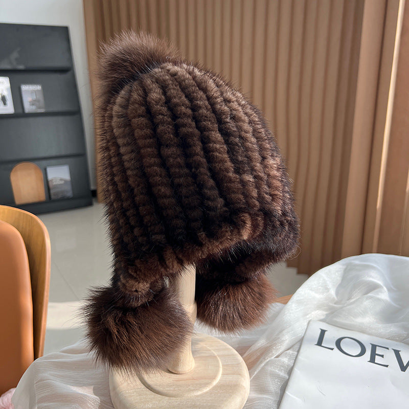 Winter Fashionable Warm Thickened Mink Plush Earmuff Hat