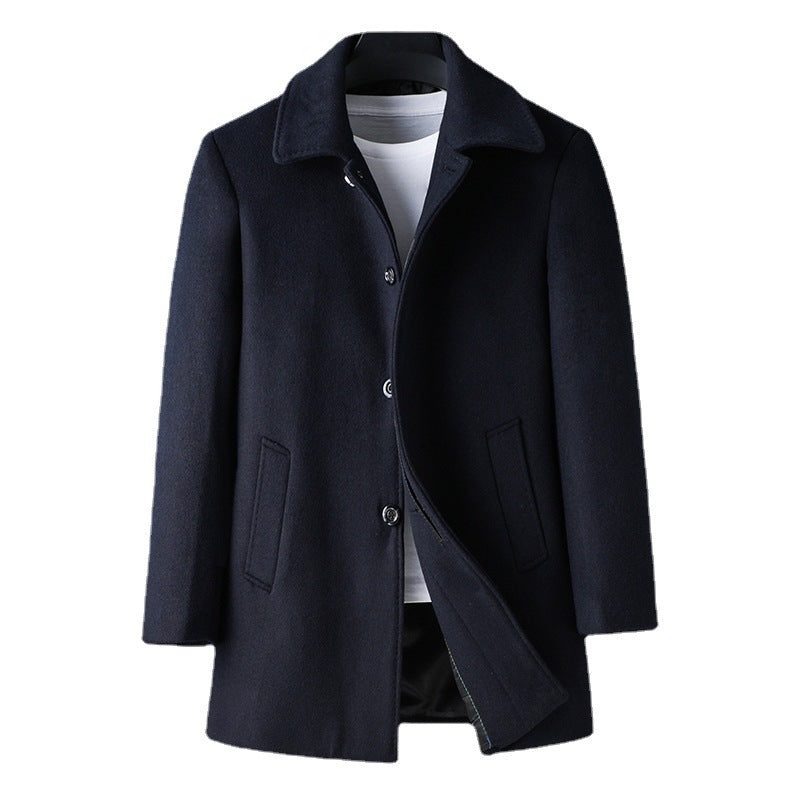 Trench Coat Mid-length Long Sleeve Lapel Korean Style Casual Jacket