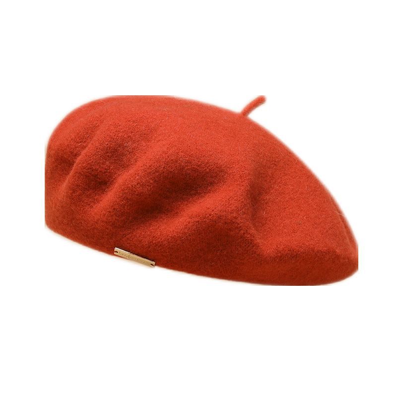 Gorro a juego de color puro, grueso, cálido, informal, para temporada informal