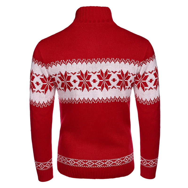 Long Sleeved Christmas Jacquard Knitting Sweater For Men