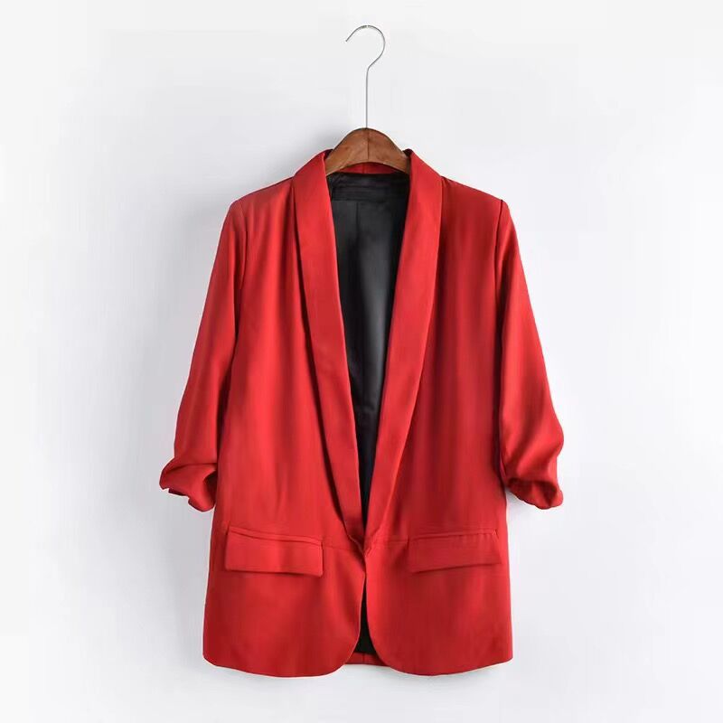 Casual Suit Jacket With Pleated Sleeve Pockets