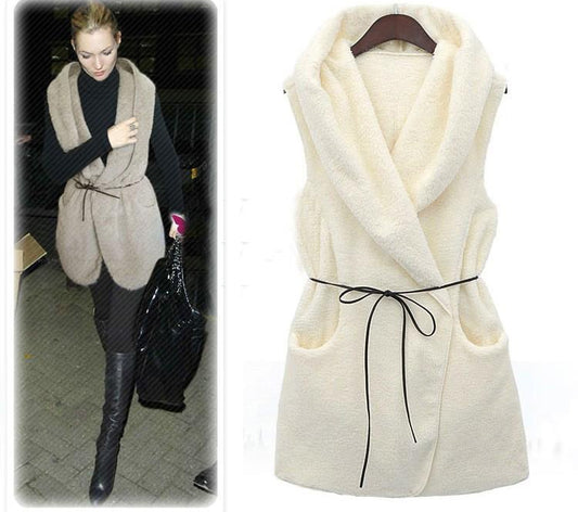 Medium-length Plush Jacket With Lamb-like Wool Warm Plus Size Vest