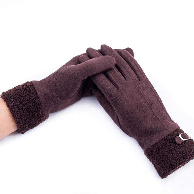 Guantes cálidos de invierno para mujer con pantalla táctil y engrosamiento de terciopelo