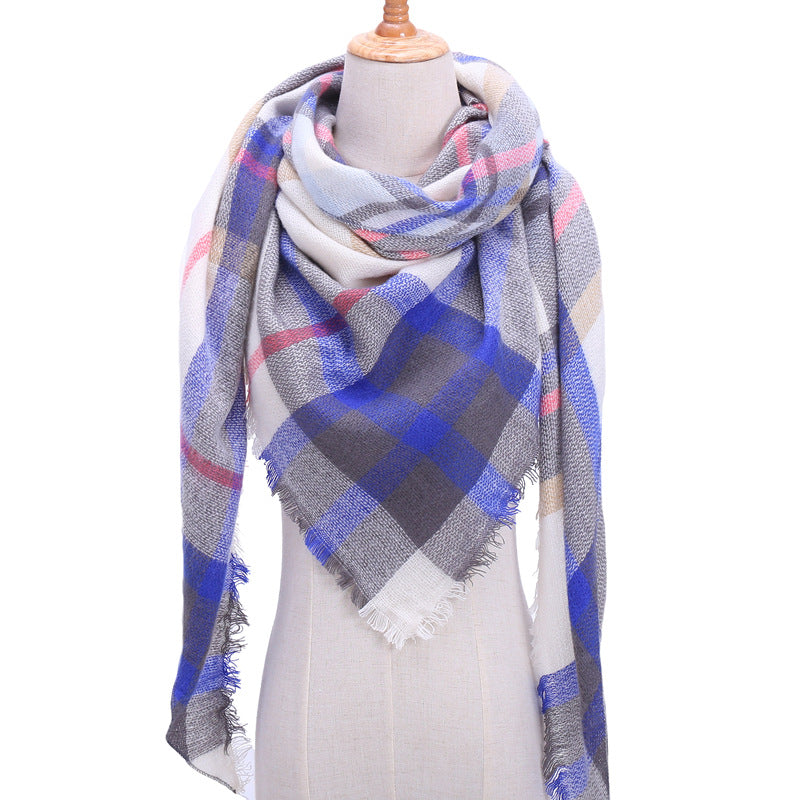 Autumn And Winter Artificial Cashmere Scarf High Density Triangular Binder Couple Plaid Scarf Warm Shawl