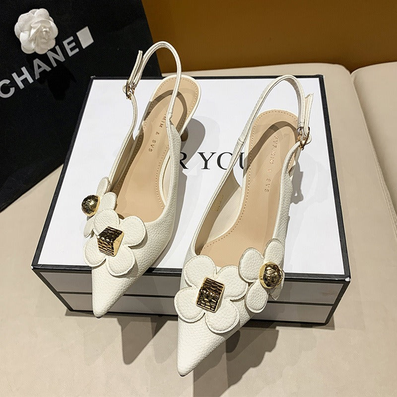 Women's Fashion One-button Heeled Sandals