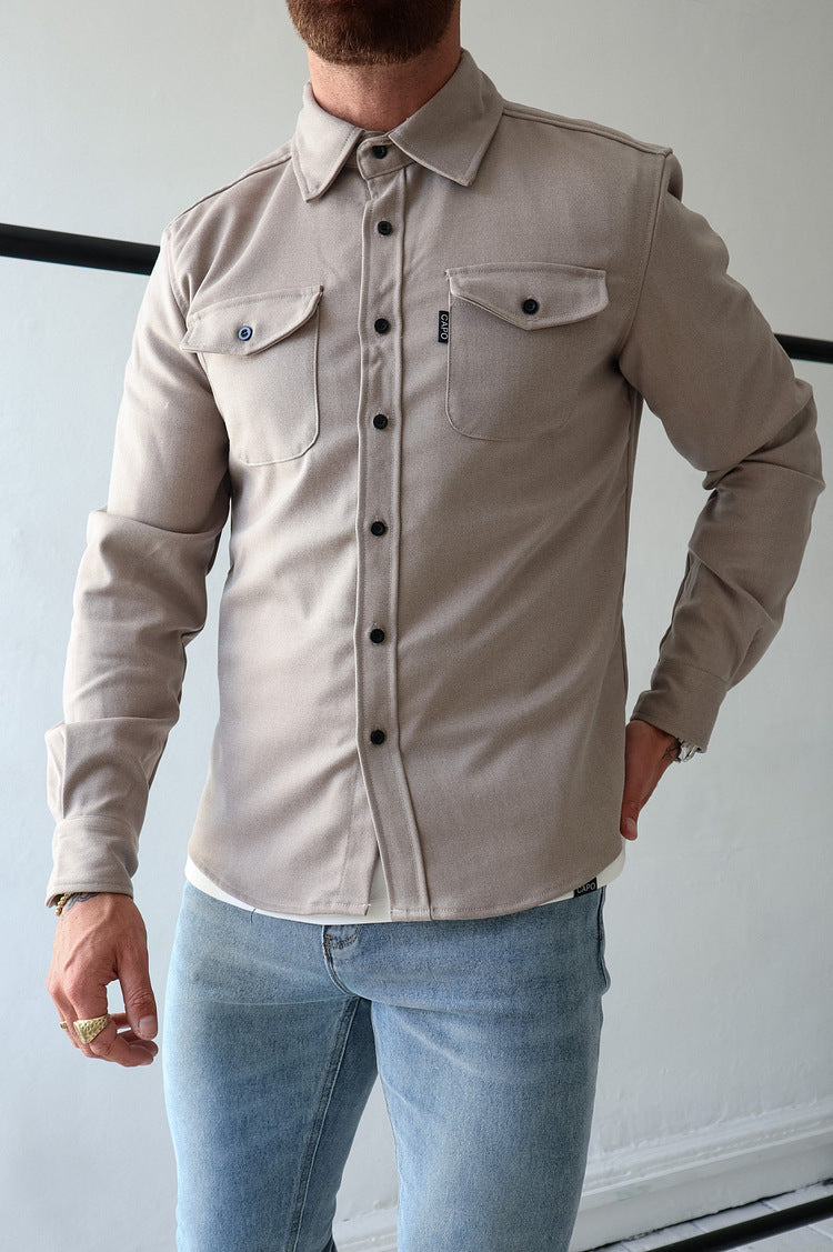 Camisa casual juvenil para hombre cepillada