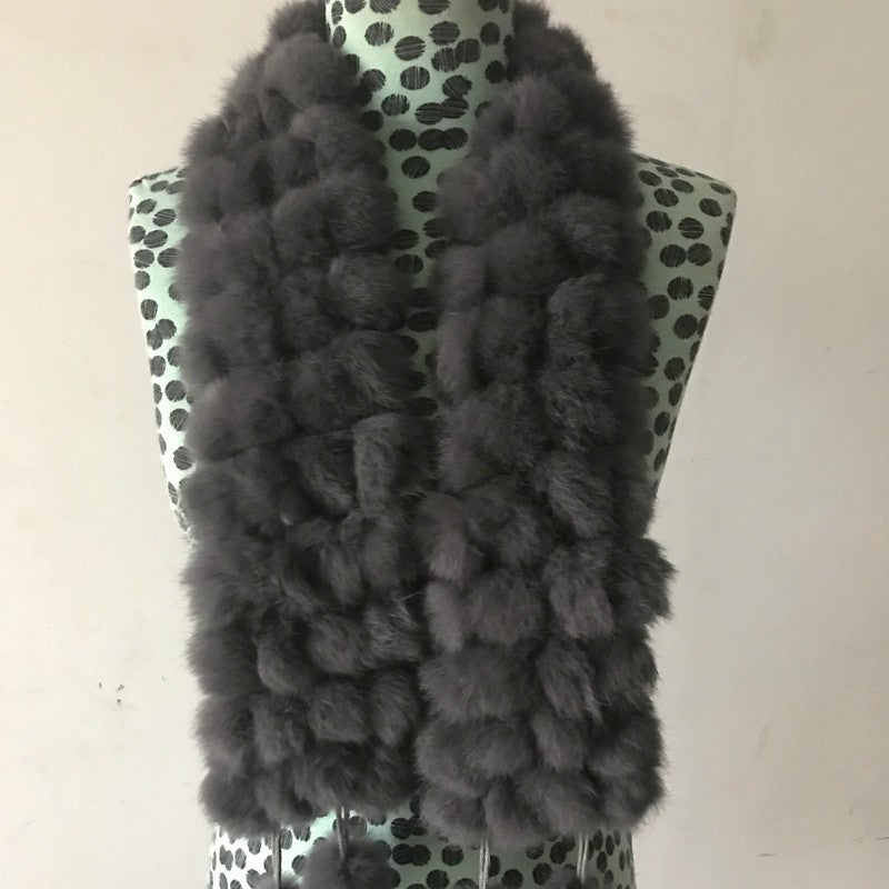 Four-row Ball Rabbit Fur Scarf