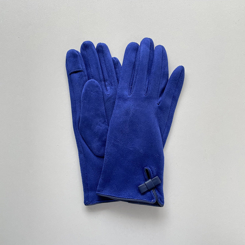 Guantes con lazo de gamuza todo fósforo a la moda para mujer