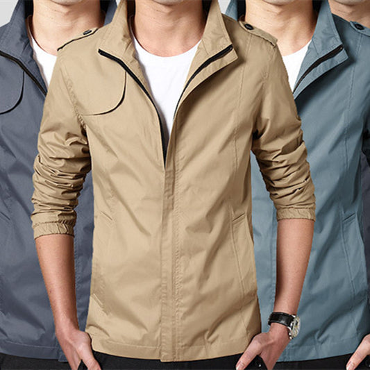 Chaqueta delgada casual de color sólido de moda para hombre