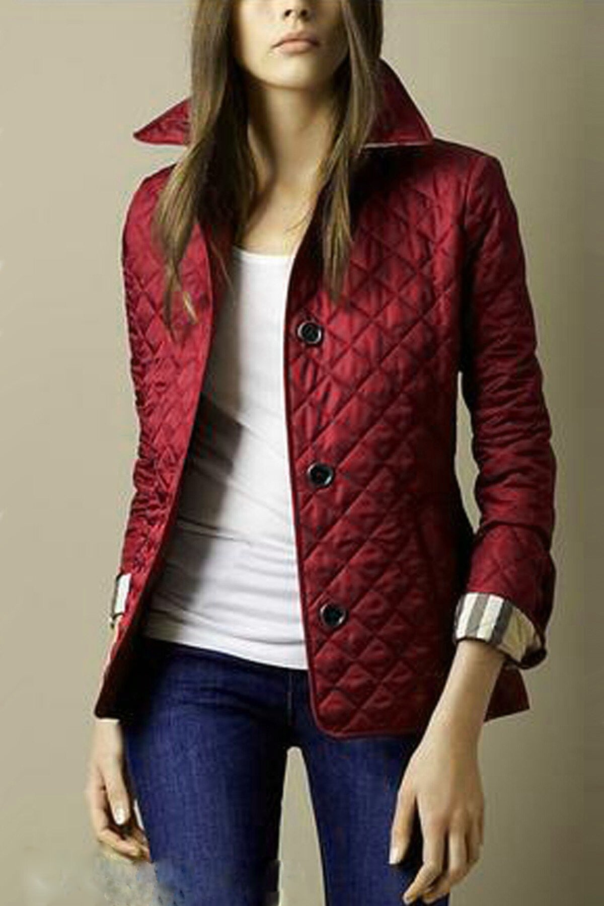 Chaqueta Acolchada De Algodón Con Solapa Elegante De Moda