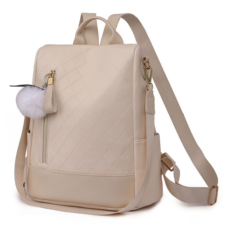 Mochila estilo preppy de cuero suave a la moda para mujer