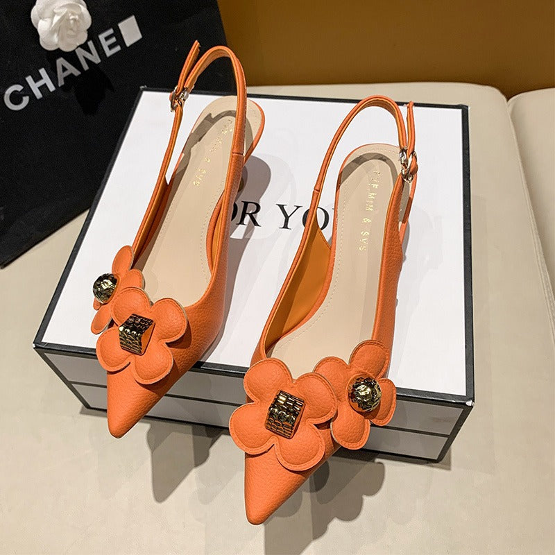 Women's Fashion One-button Heeled Sandals