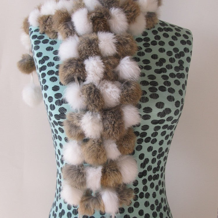 Four-row Ball Rabbit Fur Scarf