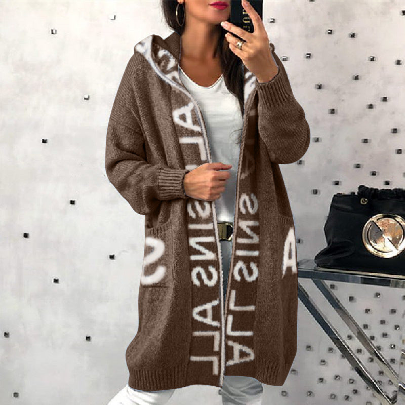 Cardigan Hooded Knitted Women's Sweater Coat