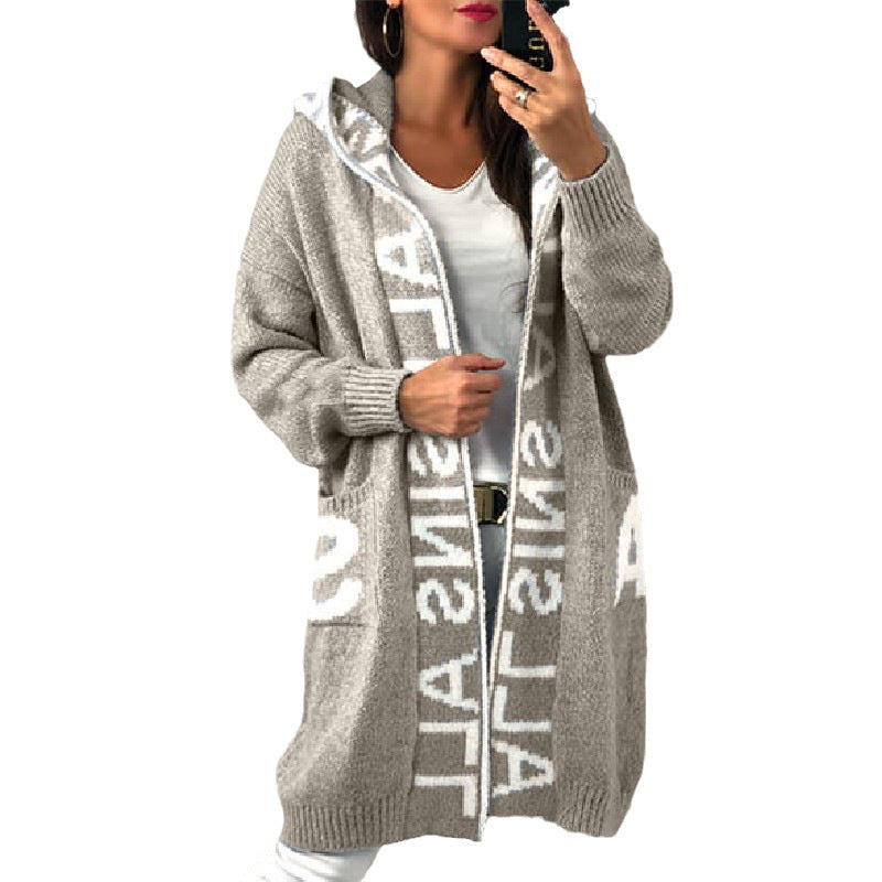 Cardigan Hooded Knitted Women's Sweater Coat