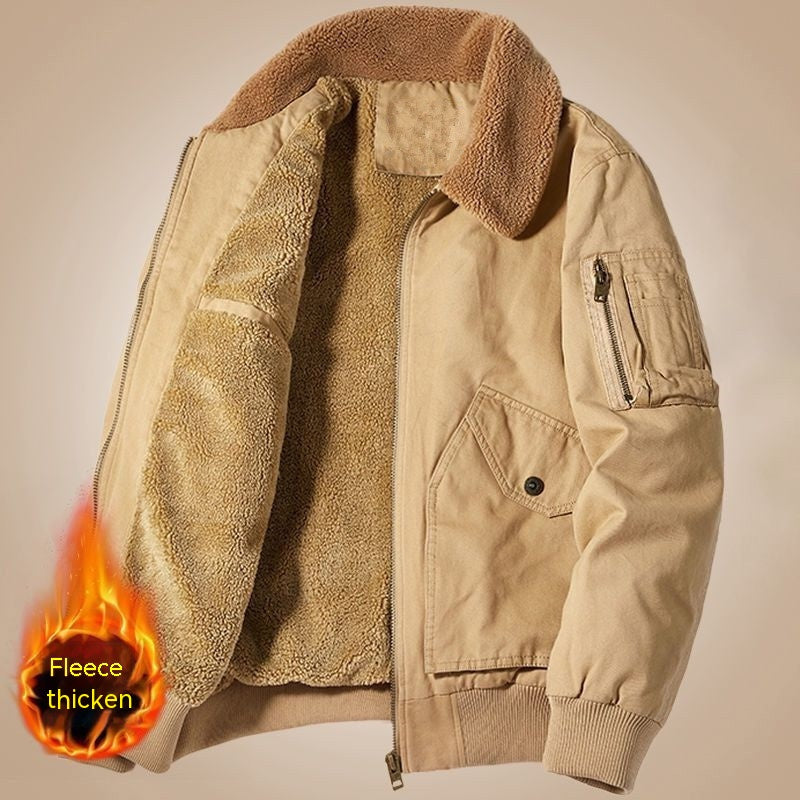 Abrigo acolchado de forro polar con cremallera y bolsillo tipo parche dimensional informal a la moda para hombre