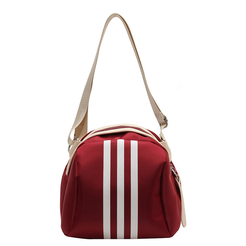 Striped Nylon Shell Bag Trendy Crossbody