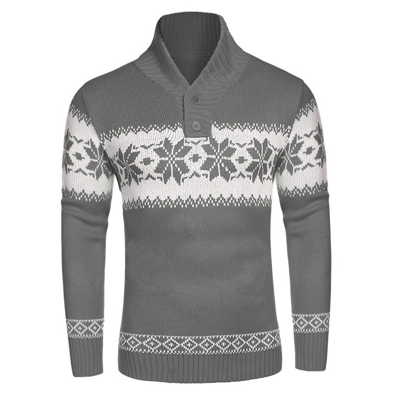 Long Sleeved Christmas Jacquard Knitting Sweater For Men