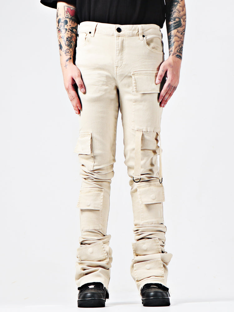 Multi Bag Deconstructed Washed Old Youth Flare Jeans