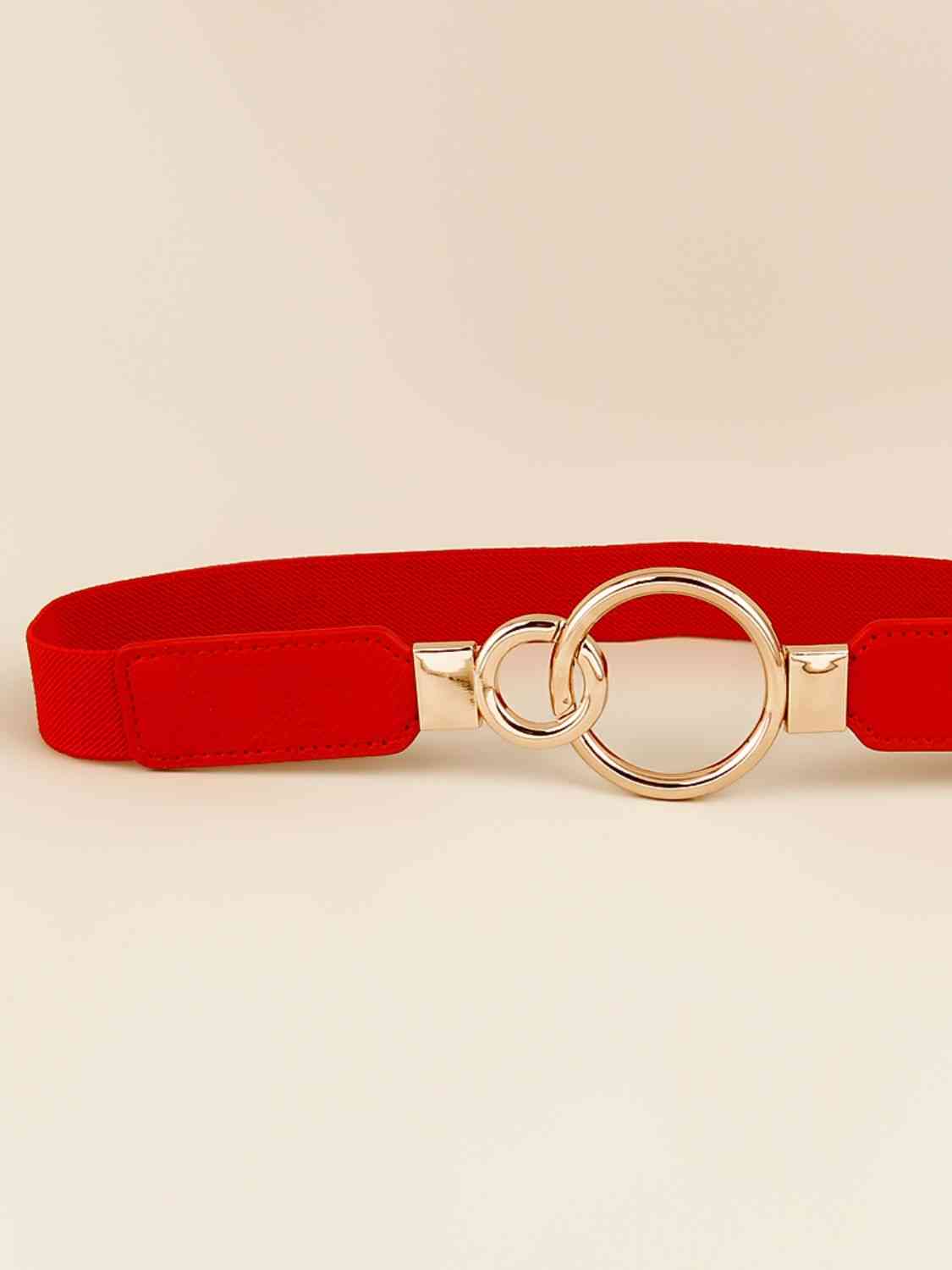 Double Ring Buckle Elastic PU Belt