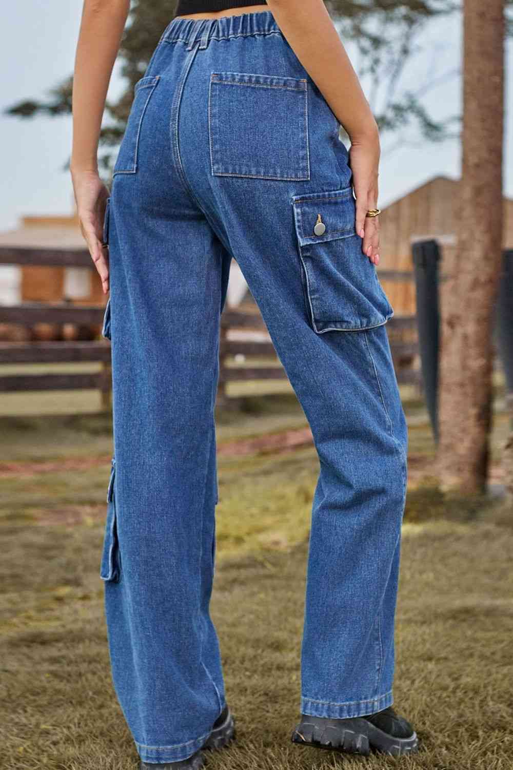 Jeans largos holgados con bolsillos