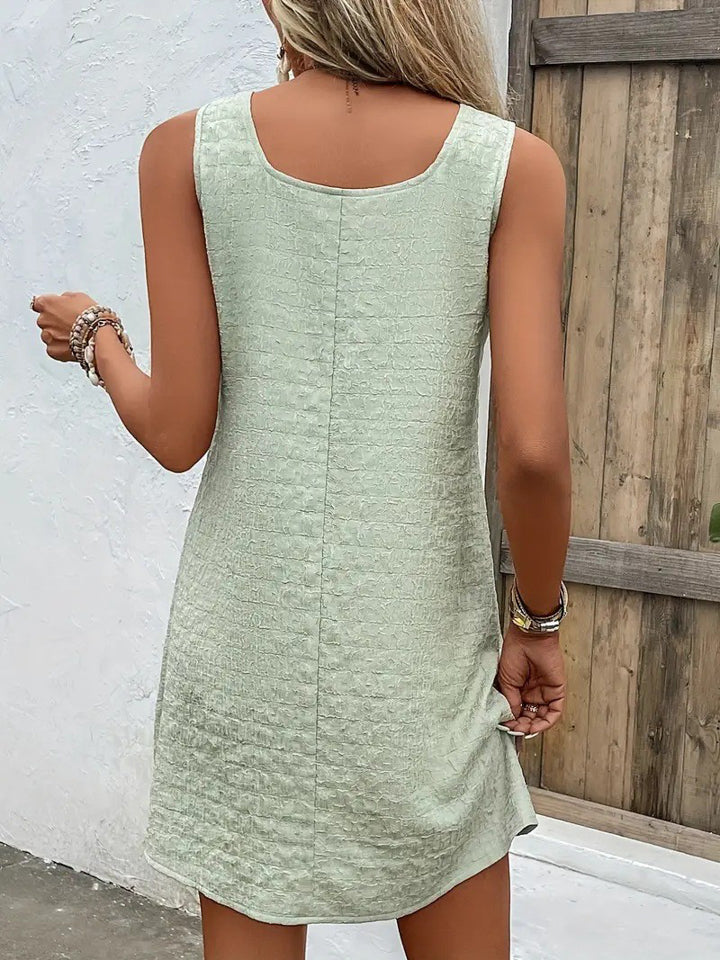 Asymmetrical Neck Sleeveless Dress