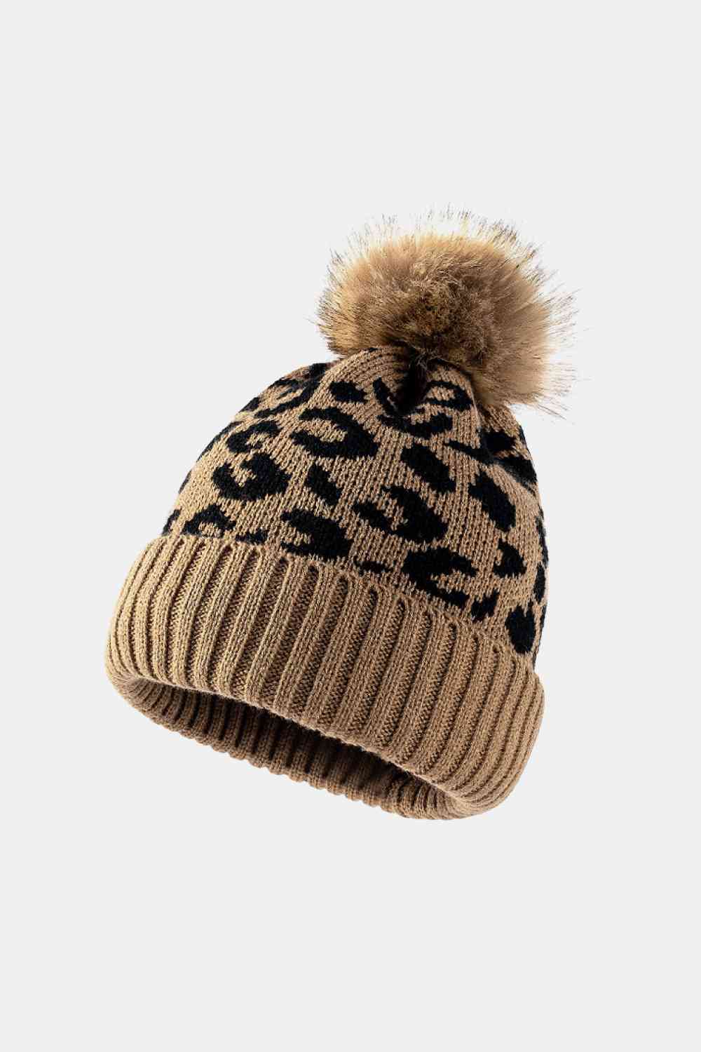 Gorro con puños y pompones de leopardo