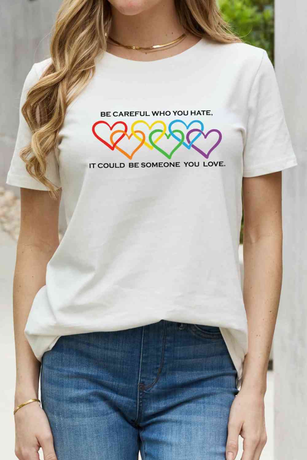 Simply Love Full Size Heart Slogan Graphic Cotton Tee