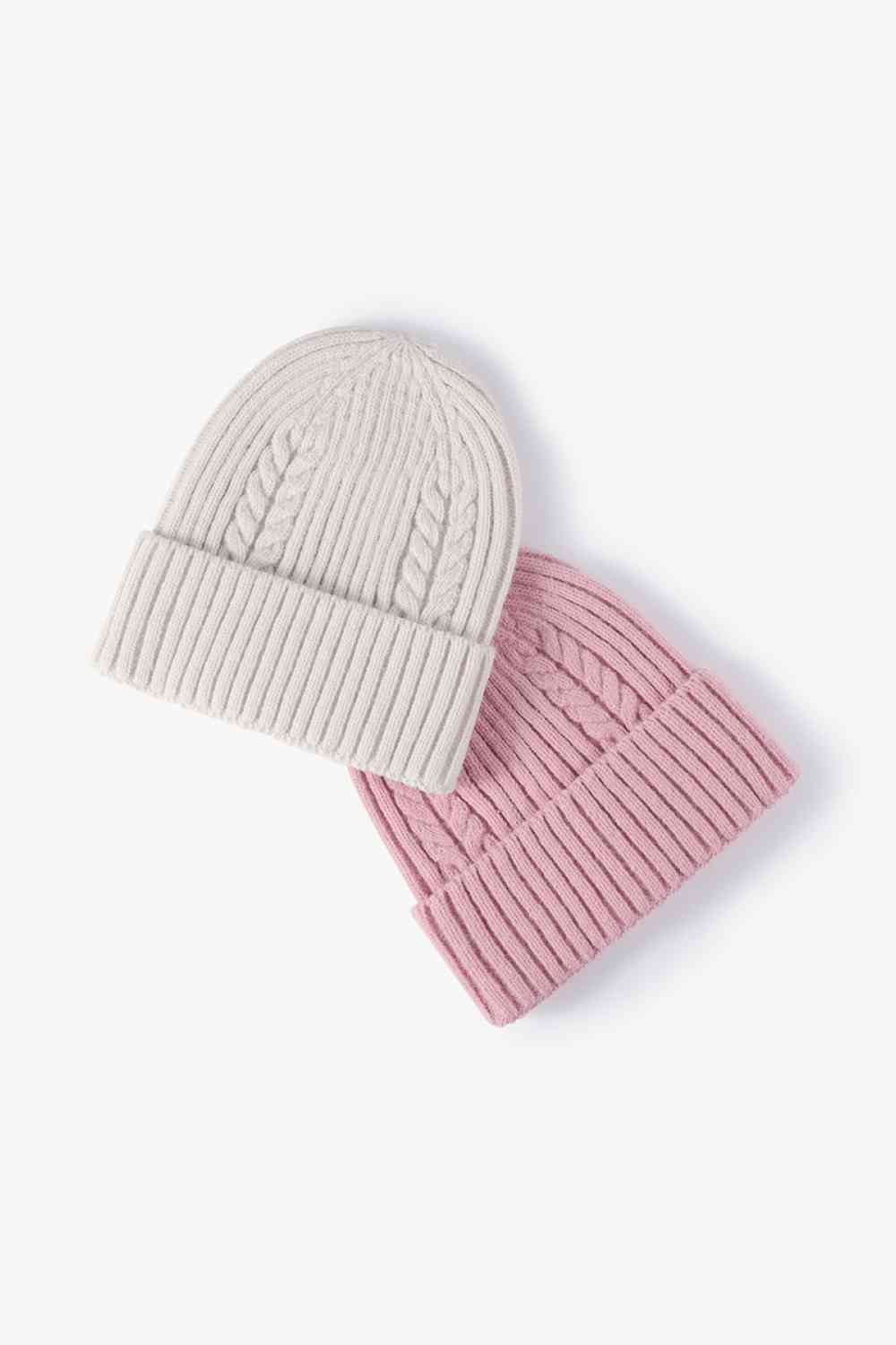 Gorro con puños de punto trenzado