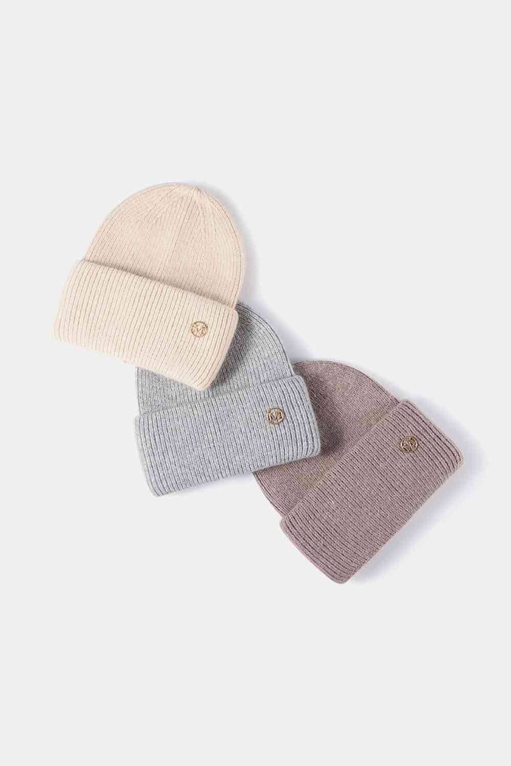 M Rib-Knit Cuff Beanie