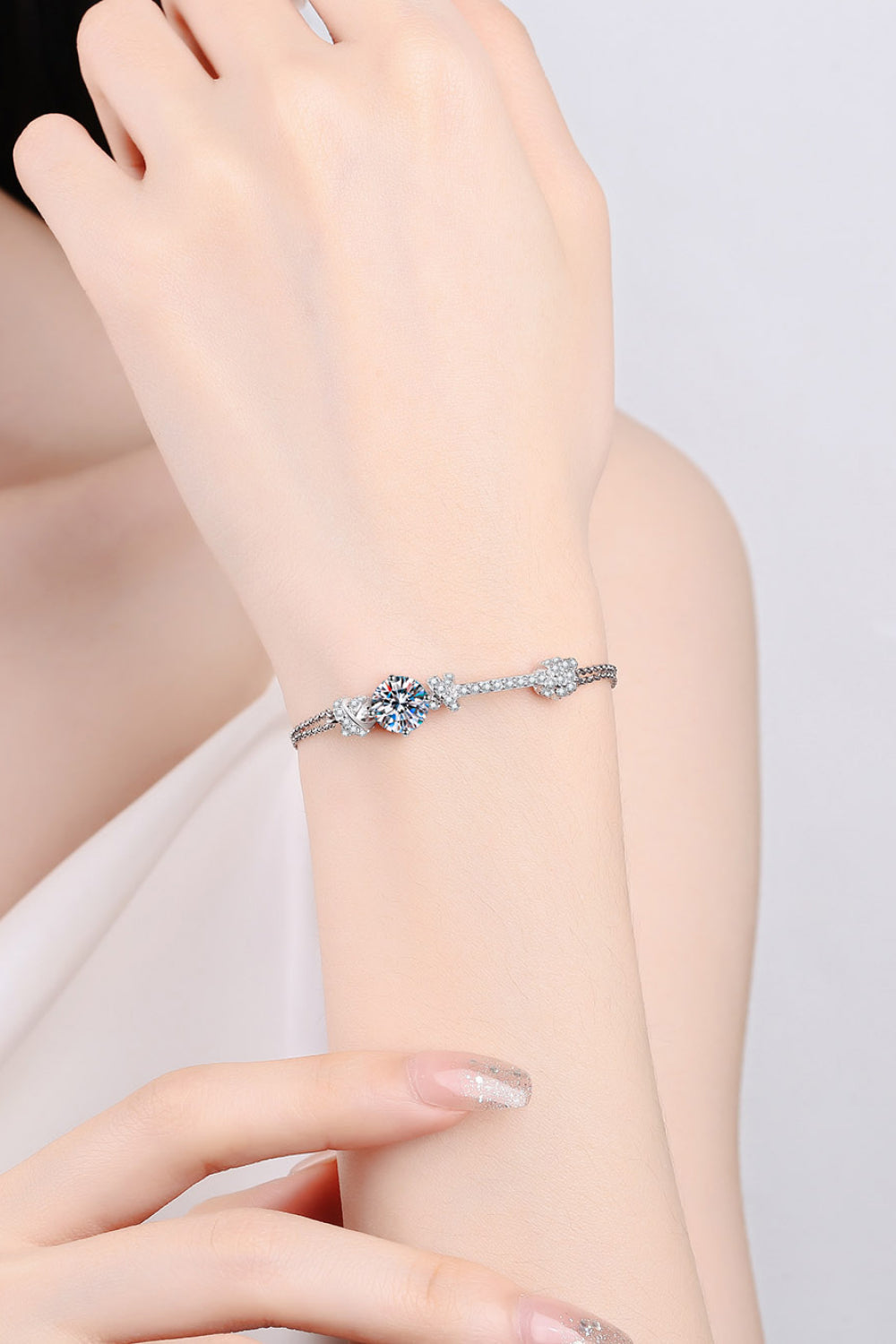 Pulsera de plata de ley 925 con moissanita de 2 quilates