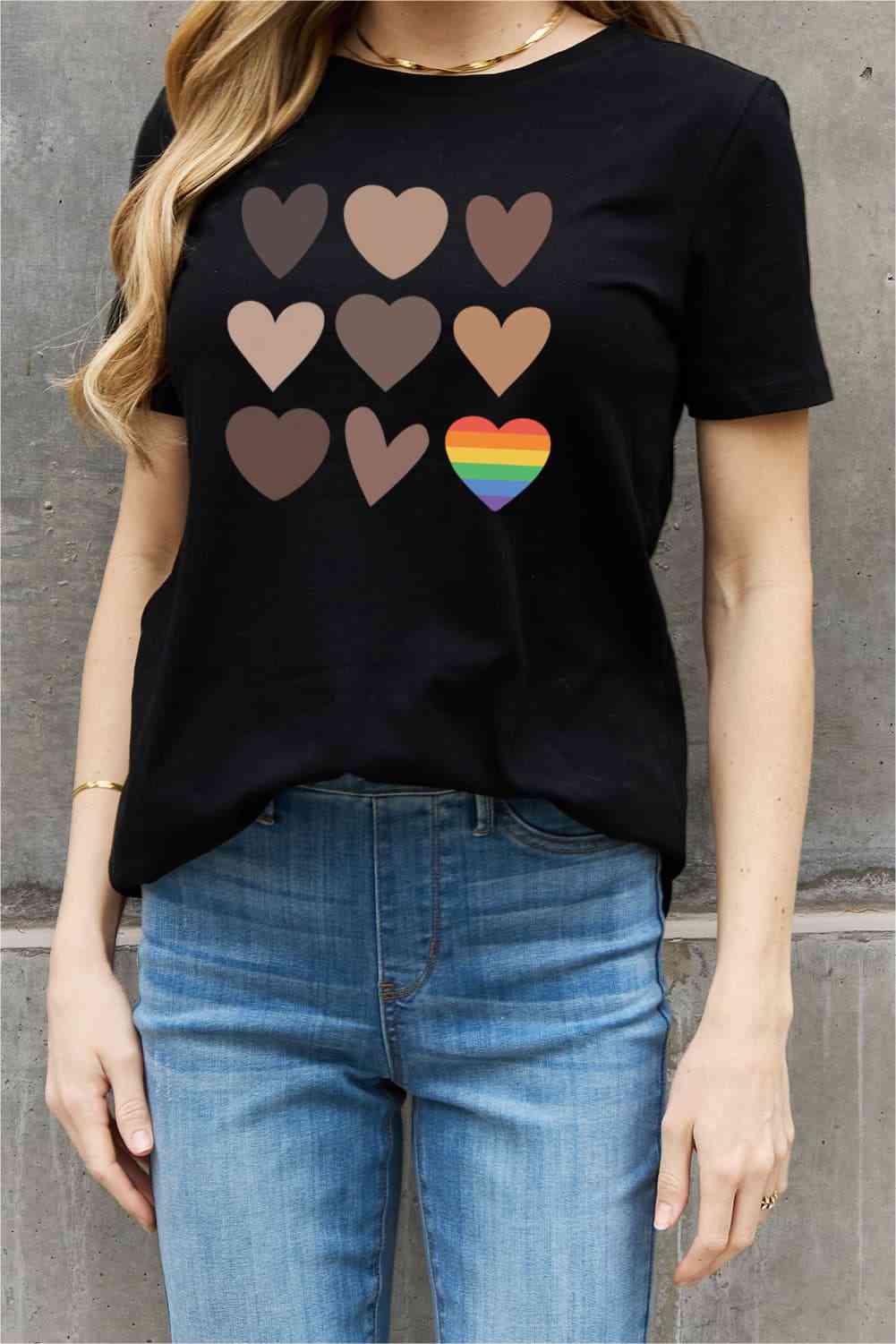 Simply Love Camiseta de algodón con gráfico de corazón de tamaño completo de Simply Love