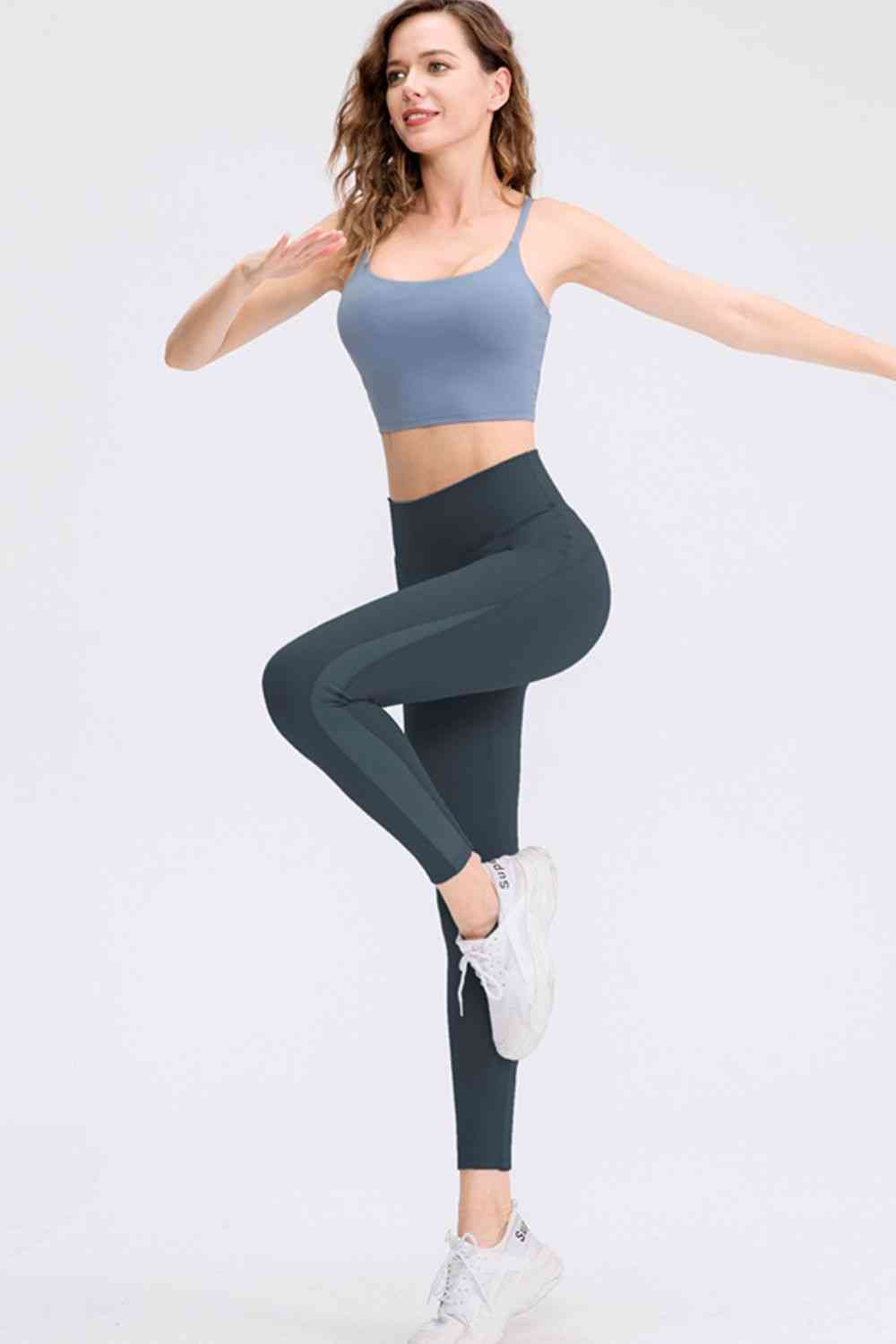 Wide Waistband Slim Fit Long Sports Pants